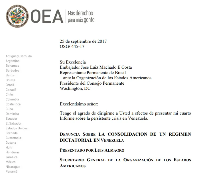 OEA: Cuarto Informe Sobre la Persistente Crisis En Venezuela