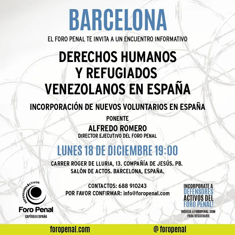 Derechos Humanos y Refugiados Venezolanos en España. Barcelona