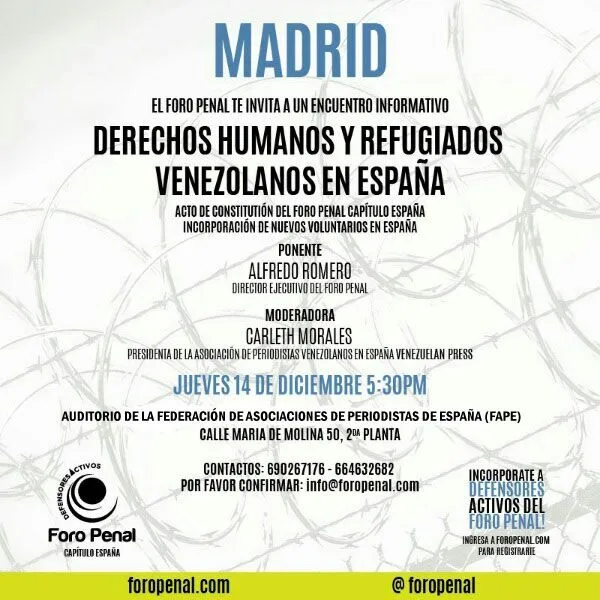 Derechos Humanos y Refugiados Venezolanos en España. Madrid