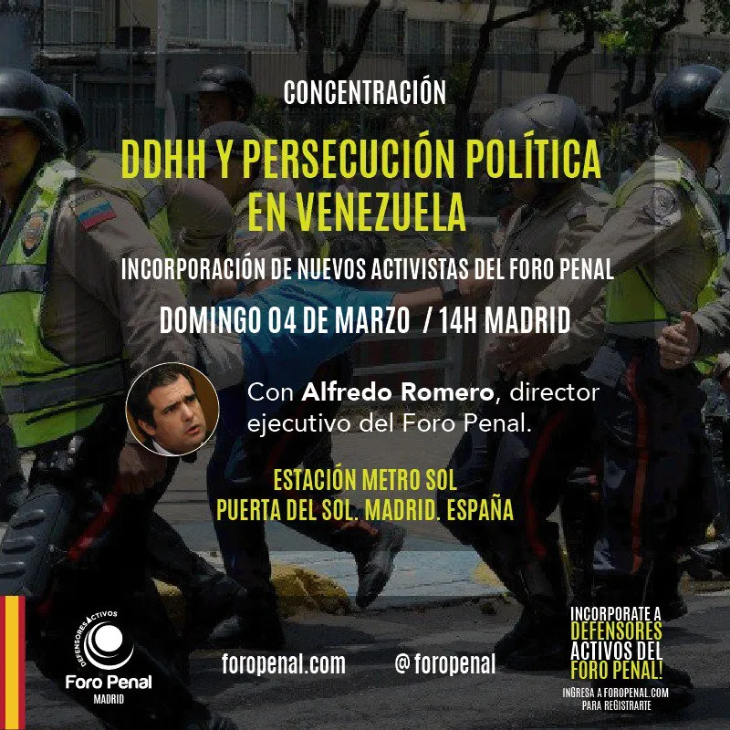 DDHH y persecución política en Venezuela. Madrid, España