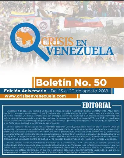 Boletín No. 50- Edición Aniversario – Del 13 al 20 de agosto 2018