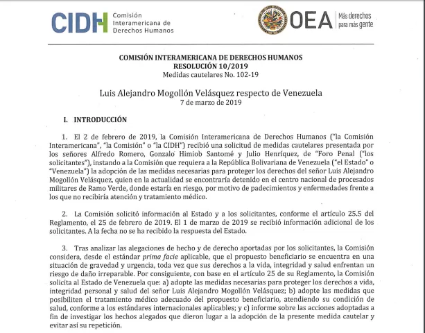 RESOLUCIÓN 10/2019 MEDIDA CAUTELAR 102-19 LUIS MOGOLLON