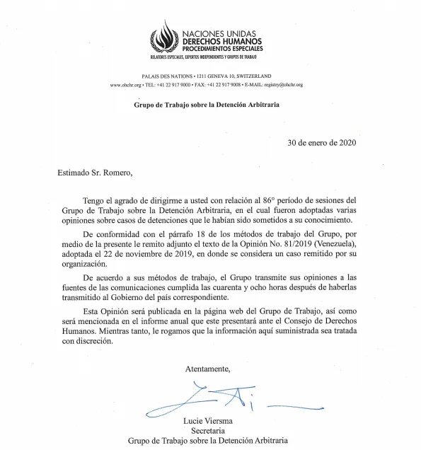 Opinión #81/2019, relativa a CARLOS ARISTIMUÑO -Grupo de Detenciones Arbitrarias