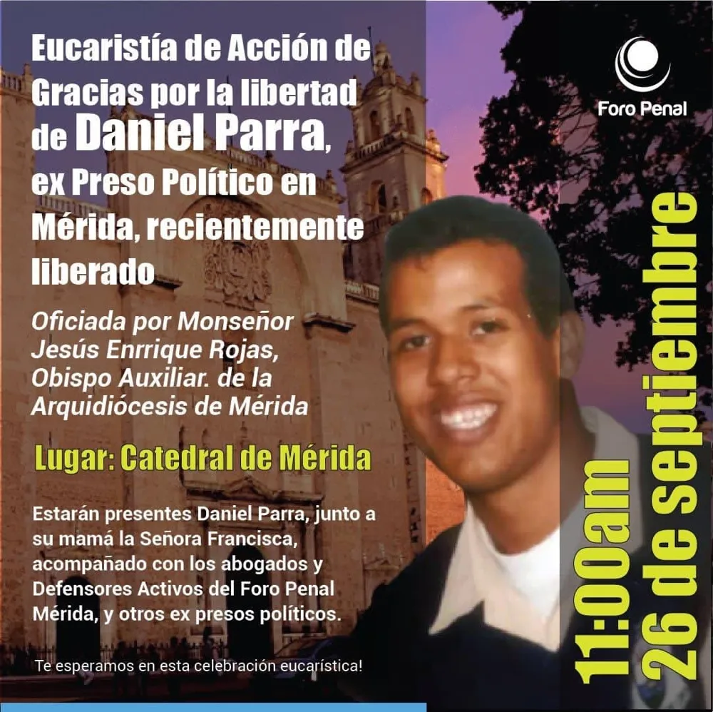 Misa de Acción De Gracias por la Liberación de Daniel Parra Preso Político. Mérida 26 de Septiembre de 2021