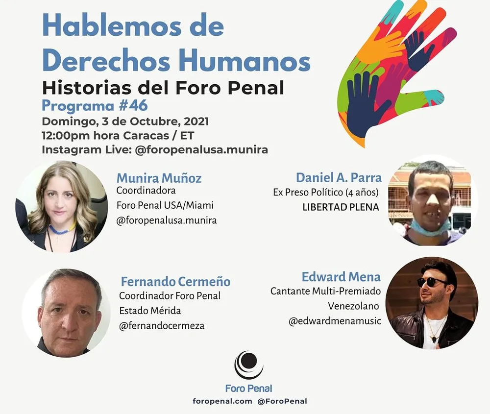 Historias del Foro Penal 𝙄𝙣𝙨𝙩𝙖𝙜𝙧𝙖𝙢 𝙇𝙞𝙫𝙚 a «Daniel Parra » Miami 3 de Octubre de 2021