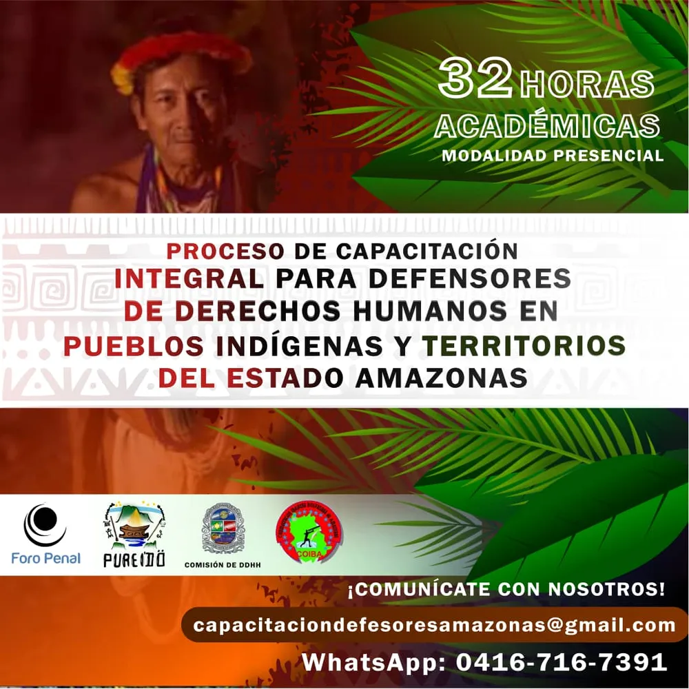 Taller integral para defensores y defensoras indígenas de DDHH de pueblos indígenas en el Estado Amazonas