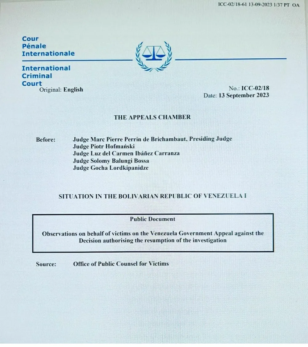 Observaciones de la Corte Penal Internacional sobre la apelación del estado venezolano