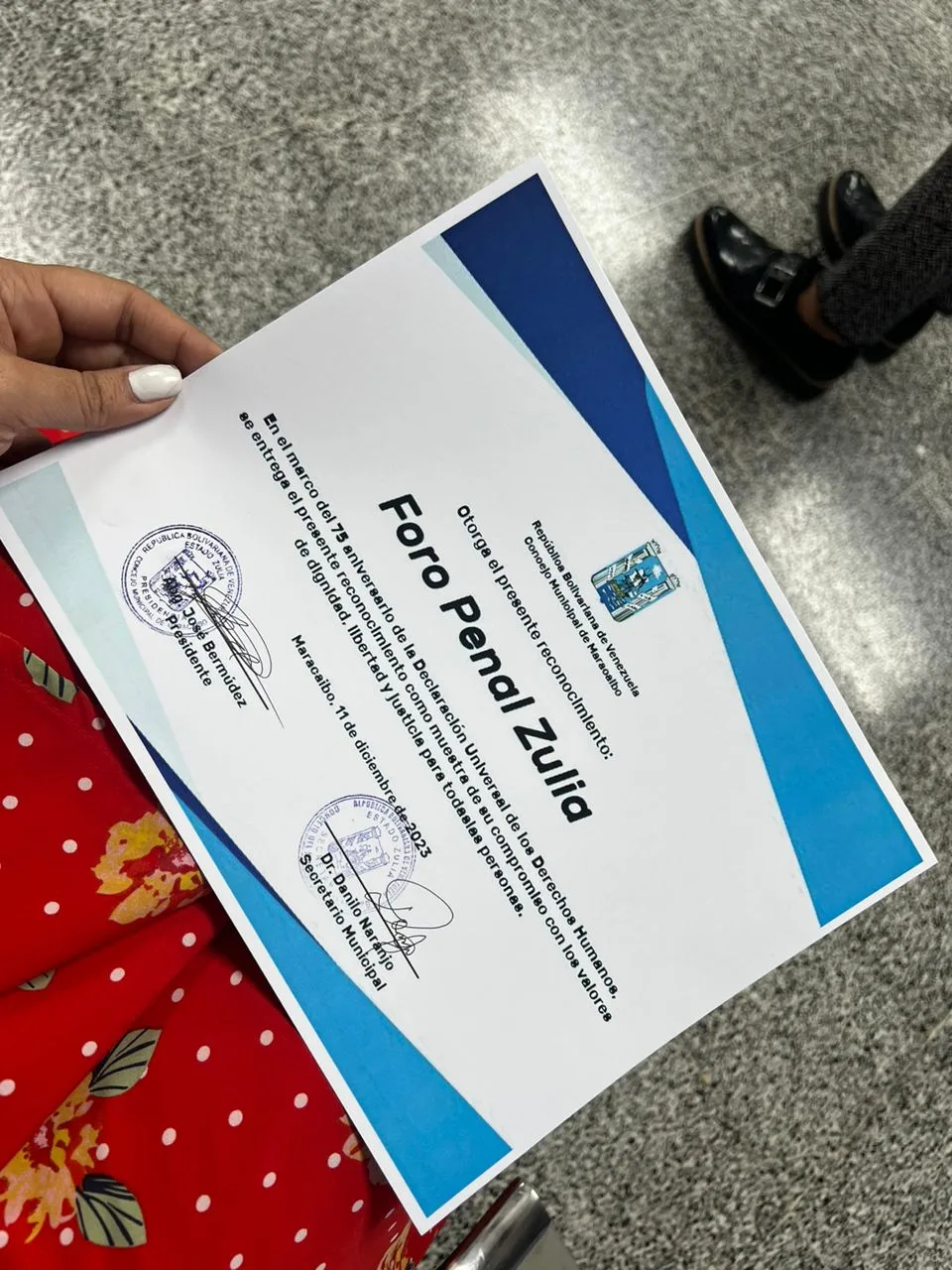 Reconocimiento Foro Penal Zulia en Sesión Solemne Concejo Municipal de Maracaibo.