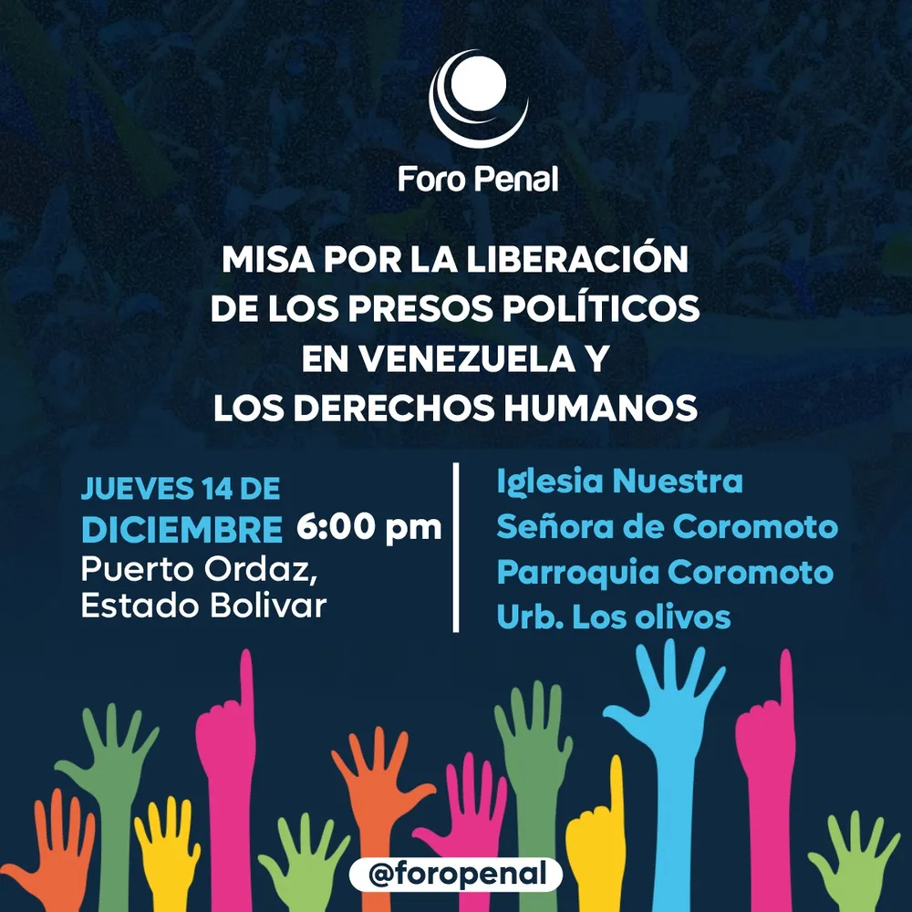 Misa por la libertad de los Presos Políticos. Foro Penal Bolívar