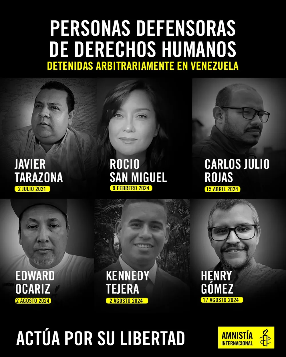 Amnistía sobre la detención de defensores de DDHH en Venezuela