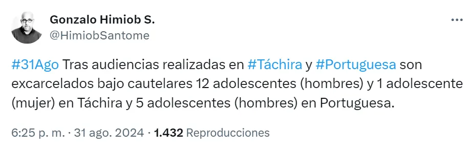 Foro penal sobre excarcelación de adolescentes detenidos en Táchira y Portuguesa durante las protestas postelectorales