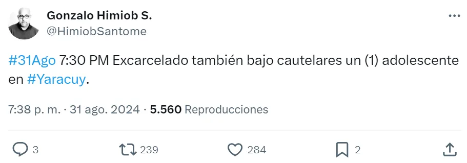 Foro Penal sobre excarcelación de adolescente detenido en Yaracuy durante protestas postelectorales