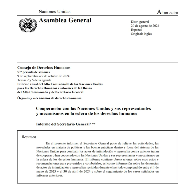 Cooperación con las Naciones Unidas y sus representantes y mecanismos en la esfera de los derechos humanos