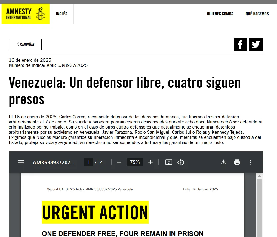 Venezuela: Un defensor libre, cuatro siguen presos