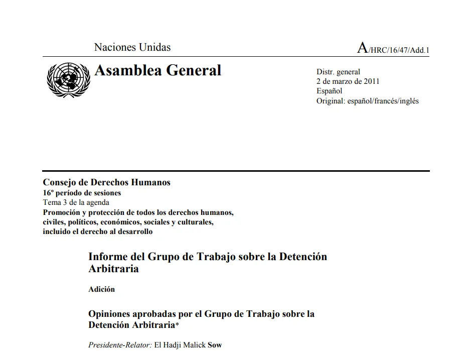 Informe del Grupo de Trabajo sobre la Detención Arbitraria de María Lourdes Afiuni