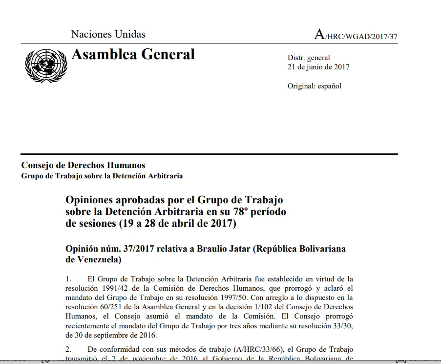 Opinión 37/2017 relativa a Braulio Jatar-Grupo de Trabajo Detención Arbitraria en su 78º período de sesiones