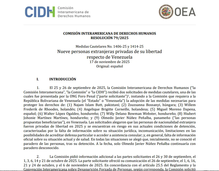CIDH RESOLUCIÓN 79/2025. BARCO N35