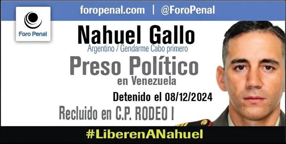 Foro Penal sobre la detención arbitraria en Venezuela del ciudadano argentino Nahuel Agustín Gallo