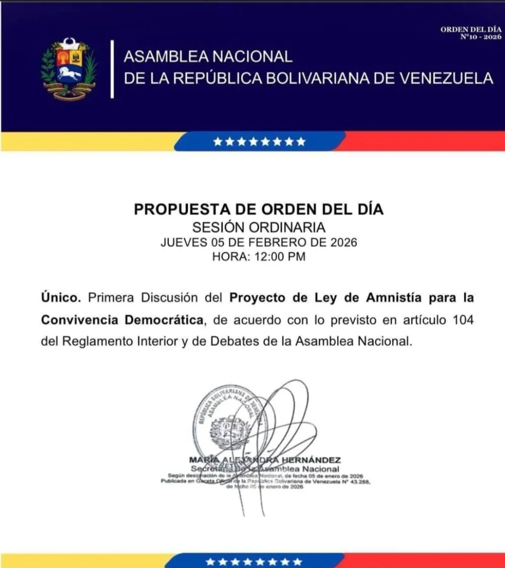 Foro Penal sobre primera discusión del proyecto de Ley de Amnistía en la Asamblea Nacional