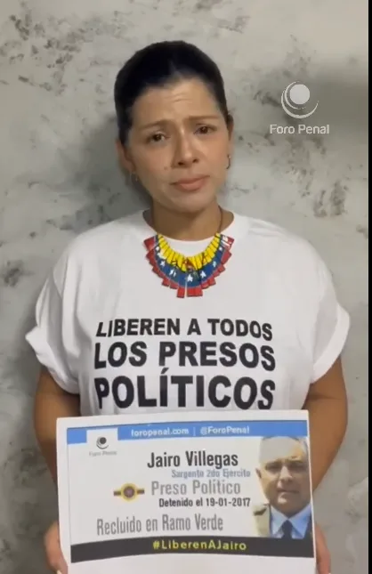 Esposa del Sargento Mayor del Ejército Jairon Villegas pide por la libertad de su esposo