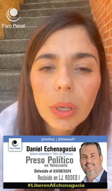 Esposa del Preso Político Daniel Echenagucia  preocupada por su situación en Rodeo I