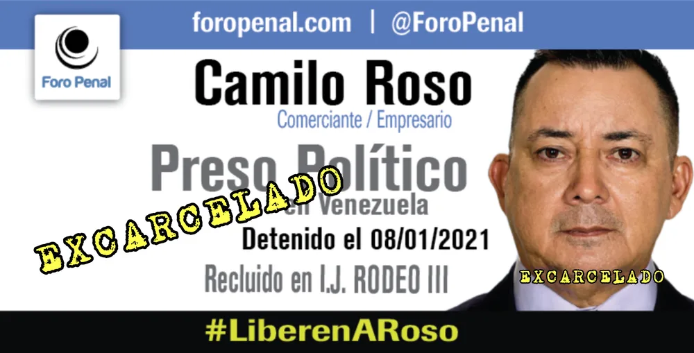 Foro Penal confirma la liberación de Camilo Roso Suárez