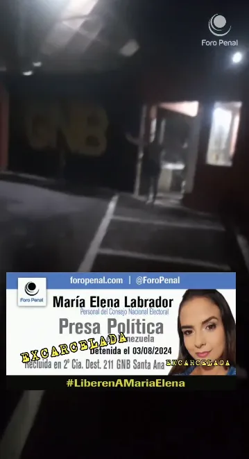 Foro Penal confirma la excarcelación de MARÍA ELENA LABRADOR arbitrariamente detenida desde el 03/08/2024.