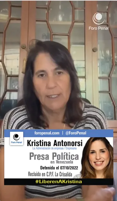 Madre de Kristina Antonorsi denuncia la arbitrariedad envuelta en el caso de su hija