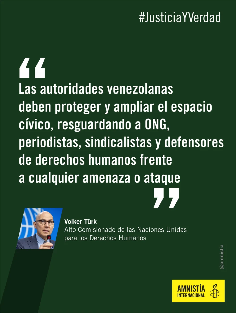 Alto Comisionado de la ONU para los Derechos Humanos, Volker Türk, sobre Venezuela