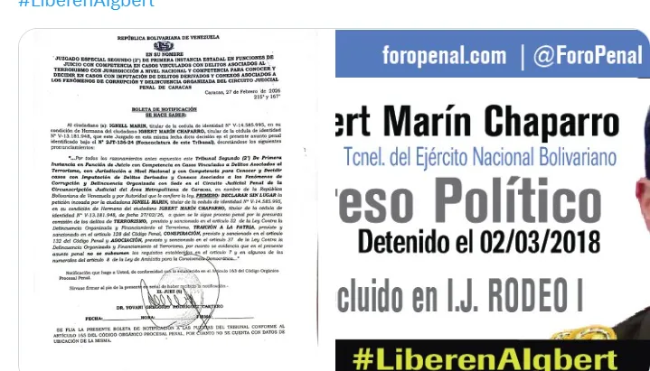 Declaran sin lugar solicitud de Amnistía a Igber Marín Chaparro