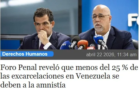 Foro Penal reveló que menos del 25 % de las excarcelaciones en Venezuela se deben a la amnistía