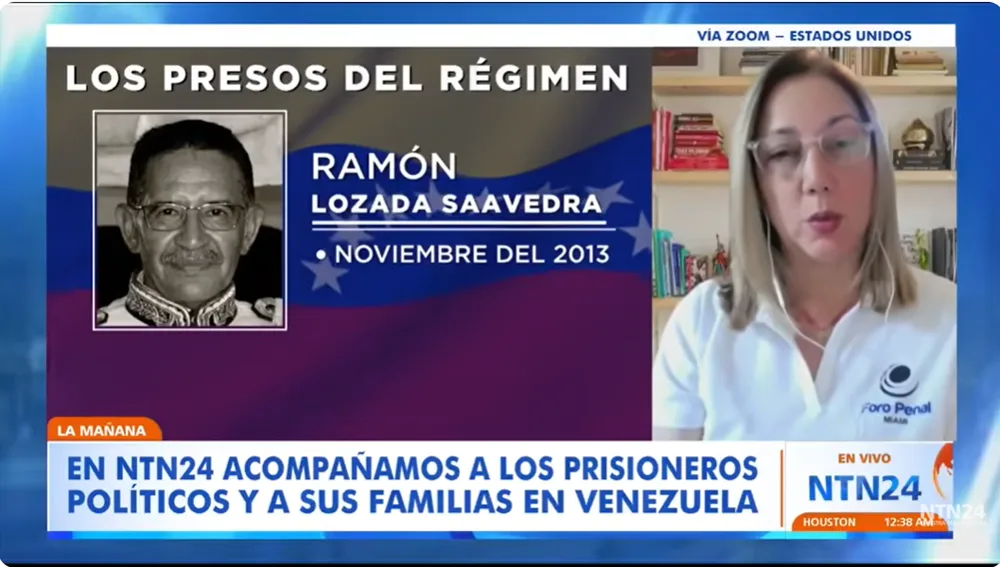 En entrevista con NTN24, Anna Mariani, Foro Penal Miami, se refirió al estado de salud actual del General Ramón Lozada Saavedra