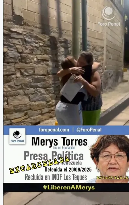Foro Penal confirma la excarcelación de Merys Torres