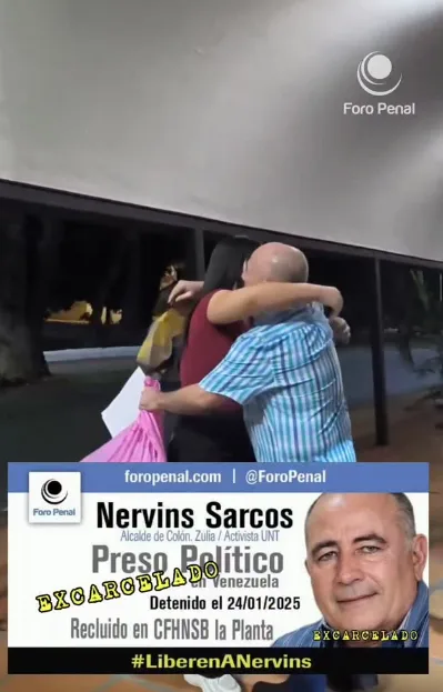 Foro Penal confirma la excarcelación del alcalde NERVIS SARCOS