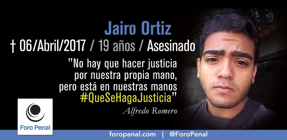 Jairo Ortíz fue la primera víctima de la represión en las manifestaciones de 2017.