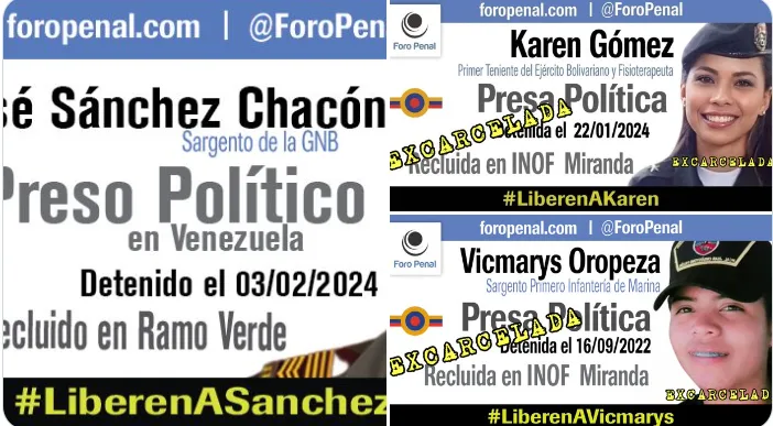Foro Penal confirma excarcelación de tres militares