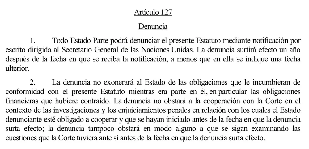 Foro Penal sobre la denuncia del Estatuto de Roma de la Corte Penal Internacional, anunciada por la Cancillería venezolana