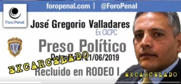 Desde el RODEO I, Foro Penal confirma la excarcelación de JOSÉ GREGORIO VALLADARES