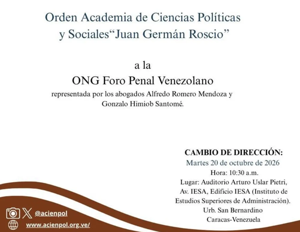 Entrega de la Orden Academia de Ciencias Políticas y Sociales “Juan Germán Roscio”